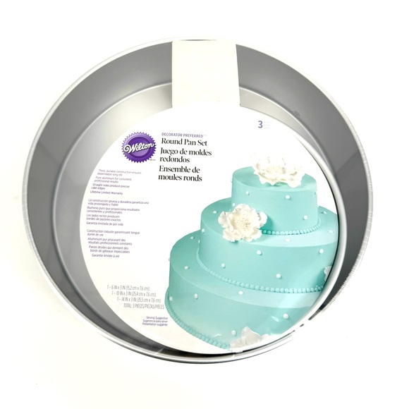 Wilton Decorator Preferred 3PC Silver Round Cake Pan Set NWT - Picture 1 of 10